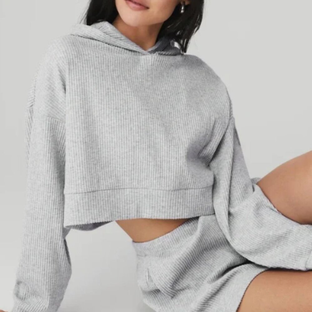 ALO YOGA The Muse Hoodie Athletic Heather Grey size M (see photos)